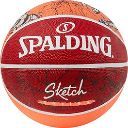 Мяч баск. SPALDING Sketch Drible р.7, 84381z, резина, красно-оранжевый